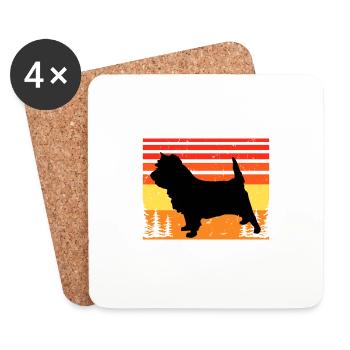 Cairn Terrier Hundeliebhaber Silhouette Vintage Sonnenuntergang - Untersetzer (4er-Set) - Weiß - Vorne