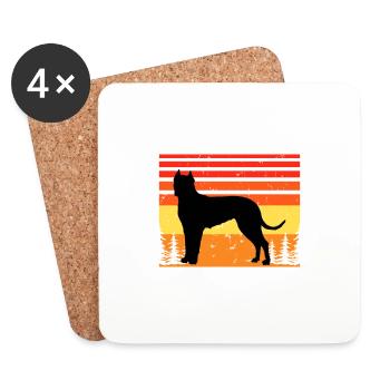 Cordoba Fighting Dog Lover Silhouette Retro Sunset - Coasters (set of 4) - white - Front