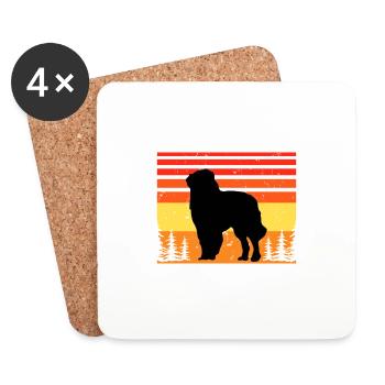 Carpathian Shepherd Dog Silhouette Retro Sunset - Coasters (set of 4) - white - Front