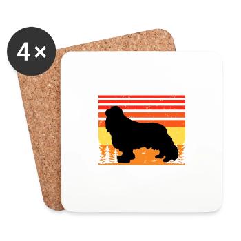 Cavalier King Charles Spaniel Dog Silhouette - Dessous de verre (lot de 4) - blanc - Devant