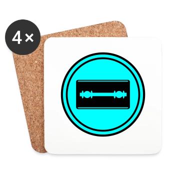 Razor Blade Icon Circle - Coasters (set of 4) - white - Front