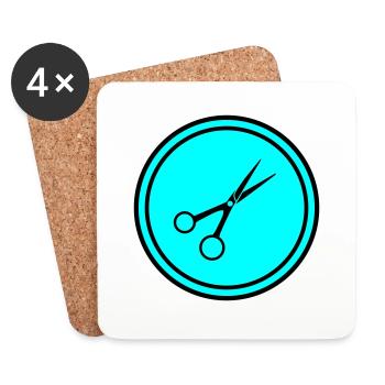 Schere Barber Kreis - Untersetzer (4er-Set) - Weiß - Vorne