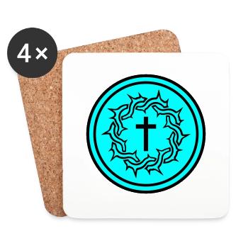 Couronne d'épines Icône de Jésus - Dessous de verre (lot de 4) - blanc - Devant