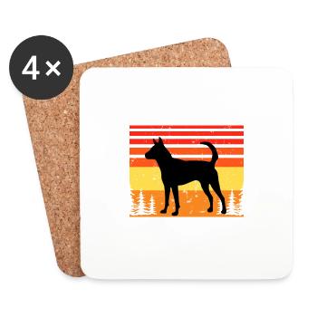 Formosan Sennenhund Liebe Silhouette Retro Sonnenuntergang - Untersetzer (4er-Set) - Weiß - Vorne