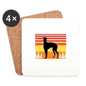 Galgo Espanol Dog Lover Silhouette Vintage Sunset - Coasters (set of 4) - white - Front
