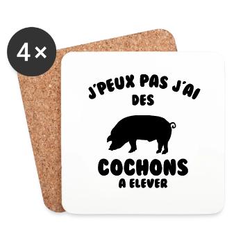 J’peux pas j’ai des cochons à élever - Dessous de verre (lot de 4) - blanc - Devant