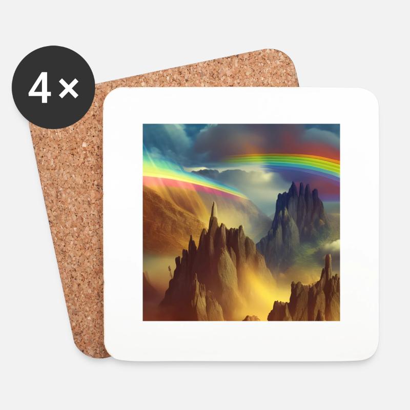 Rainbow on mountain - Coasters (set of 4) - white