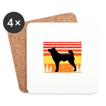 Karelian Bear Dog Lover Silhouette Vintage Sunset - Coasters (set of 4) - white - Front