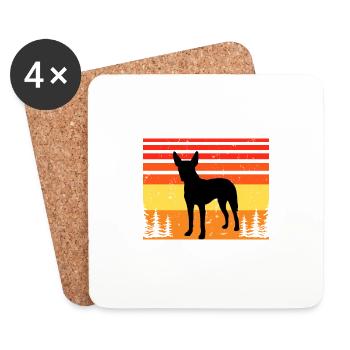 Goéland Terrier Dog Lover Silhouette Vintage Coucher de Soleil - Dessous de verre (lot de 4) - blanc - Devant