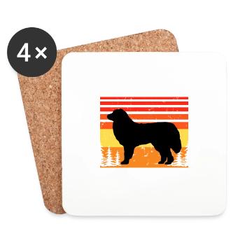 Great Pyrénées Dog Lover Silhouette Vintage Sunset - Dessous de verre (lot de 4) - blanc - Devant