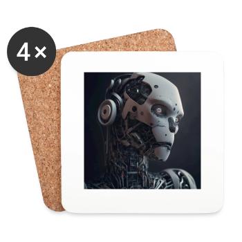 Blauäugiger Cyborg-Roboter - Untersetzer (4er-Set) - Weiß - Vorne