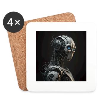 Blauäugiger Cyborg-Roboter - Untersetzer (4er-Set) - Weiß - Vorne