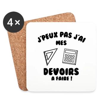 J’peux pas j’ai mes devoirs à faire - Dessous de verre (lot de 4) - blanc - Devant
