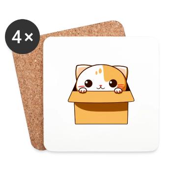 Autocollants mignons de mensonges et de sommeils de chat mignon - Dessous de verre (lot de 4) - blanc - Devant