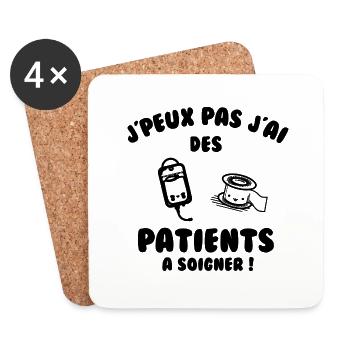 Patient à soigner - Dessous de verre (lot de 4) - blanc - Devant