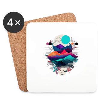 Journey to Lunar Earth T-shirt - Coasters (set of 4) - white - Front