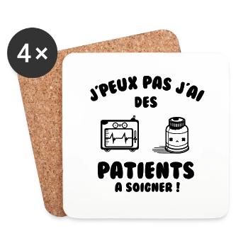 Patient à soigner - Dessous de verre (lot de 4) - blanc - Devant