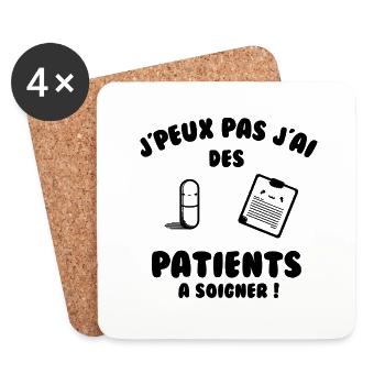 Patient a soigner - Dessous de verre (lot de 4) - blanc - Devant