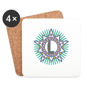 Étoiles avec la lettre L. Votre parole - votre pensée - Dessous de verre (lot de 4) - blanc - Devant