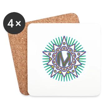 Étoiles avec la lettre M. Votre parole - votre pensée - Dessous de verre (lot de 4) - blanc - Devant