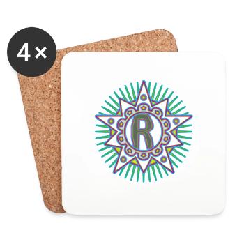 Étoiles avec la lettre R. Votre parole - votre pensée - Dessous de verre (lot de 4) - blanc - Devant