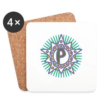 Étoiles avec la lettre P. Votre parole - votre pensée - Dessous de verre (lot de 4) - blanc - Devant