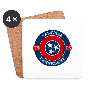 Nashville Tennessee Flagge USA Reise Souvenir Abzeichen - Untersetzer (4er-Set) - Weiß - Vorne