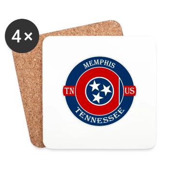 Memphis Tennessee Flag USA Travel Souvenir Badge - Coasters (set of 4) - white - Front
