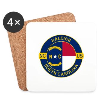 Raleigh North Carolina Flagge USA Souvenir Abzeichen - Untersetzer (4er-Set) - Weiß - Vorne