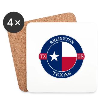 Arlington Texas Flagge USA Reise Souvenir Abzeichen - Untersetzer (4er-Set) - Weiß - Vorne