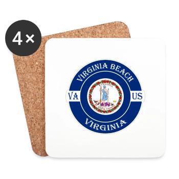 Virginia Beach Virginia Flag USA Souvenir Badge - Coasters (set of 4) - white - Front
