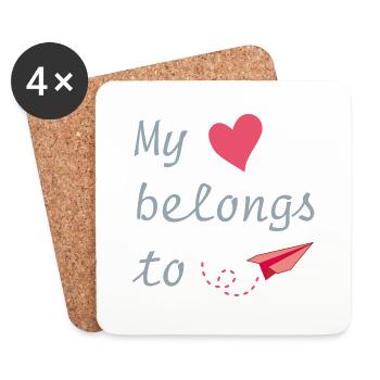 My heart belongs to - Coasters (set of 4) - white - Front