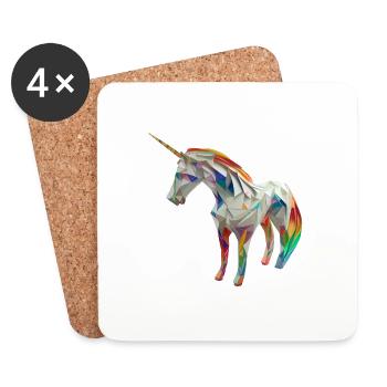 Origami Geometrie Unicorn bunt modern arty - Untersetzer (4er-Set) - Weiß - Vorne