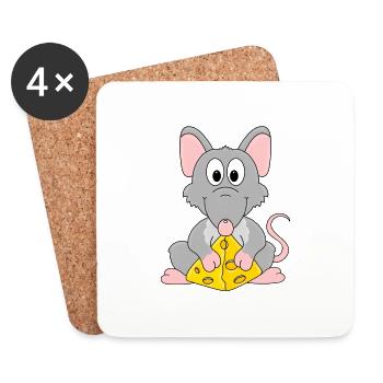 KÄSE - RATTE - TIER - TIER - KIND - BABY - Untersetzer (4er-Set) - Weiß - Vorne