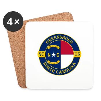Greensboro North Carolina Flag USA Travel Souvenir - Coasters (set of 4) - white - Front