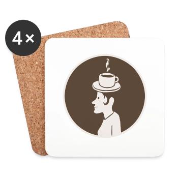 Femme chapeau de café - Dessous de verre (lot de 4) - blanc - Devant