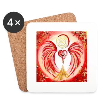 Herzengel Mutter Kind Liebe - Untersetzer (4er-Set) - Weiß - Vorne