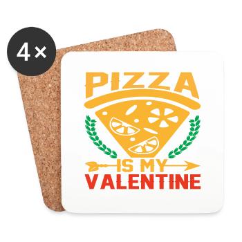 La pizza est ma Saint-Valentin - Dessous de verre (lot de 4) - blanc - Devant