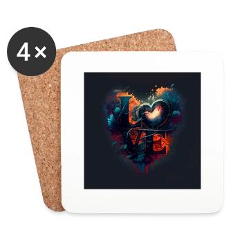 Illustration Saint-Valentin tendance - Dessous de verre (lot de 4) - blanc - Devant