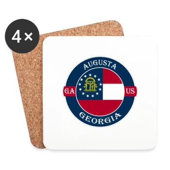 Augusta Georgia Flagge USA Reise Souvenir Abzeichen - Untersetzer (4er-Set) - Weiß - Vorne
