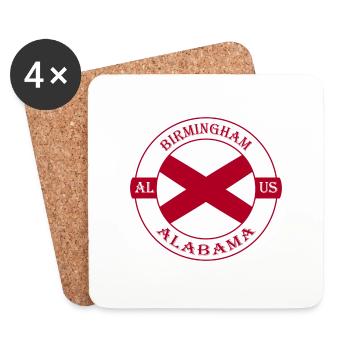 Birmingham Alabama Flag USA Travel Souvenir Badge - Dessous de verre (lot de 4) - blanc - Devant
