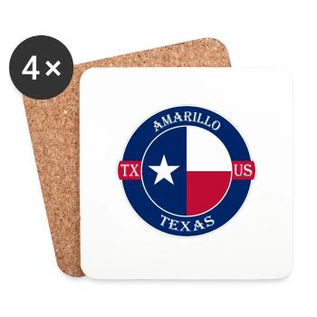 Amarillo Texas Flagge USA Reise Souvenir Abzeichen - Untersetzer (4er-Set) - Weiß - Vorne
