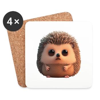 Niedlicher kleiner Chibi Igel - Untersetzer (4er-Set) - Weiß - Vorne