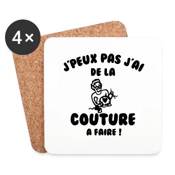 J’peux pas j’ai de la couture à faire - Dessous de verre (lot de 4) - blanc - Devant