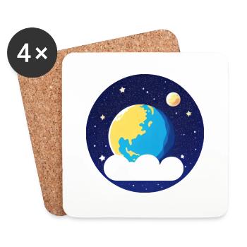 Mignon dessin animé représentation de la planète Terre 6 - Dessous de verre (lot de 4) - blanc - Devant