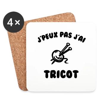 J’peux pas j’ai tricot - Dessous de verre (lot de 4) - blanc - Devant