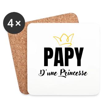 papy d'une princesse - Dessous de verre (lot de 4) - blanc - Devant