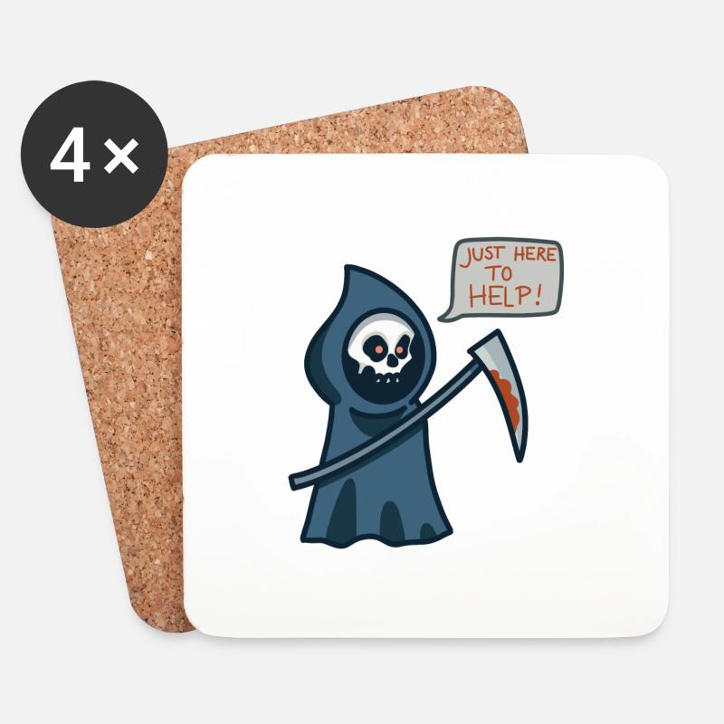 JUST HERE TO HELP - Coasters (set of 4) - white