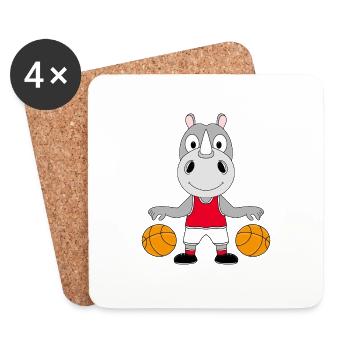 NASHORN - BASKETBALL - SPORT - TIER - TIERISCH - Untersetzer (4er-Set) - Weiß - Vorne