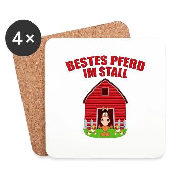 BESTES PFERD IM STALL - REITEN - PFERDE - TIER - Untersetzer (4er-Set) - Weiß - Vorne